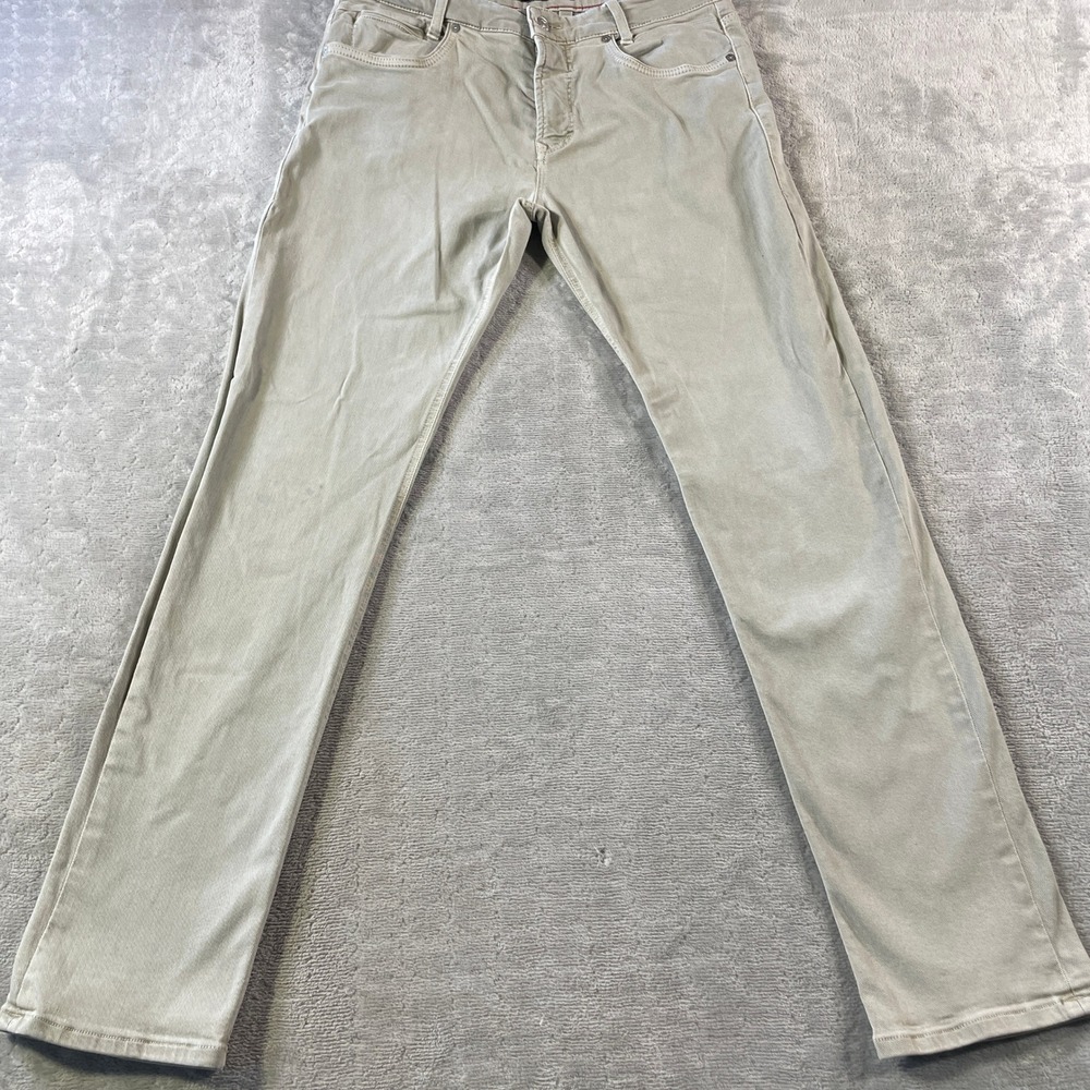MAC Jeans Arne Pipe Pants Mens 34x32 Beige Organic Slim Straight Casual Denim